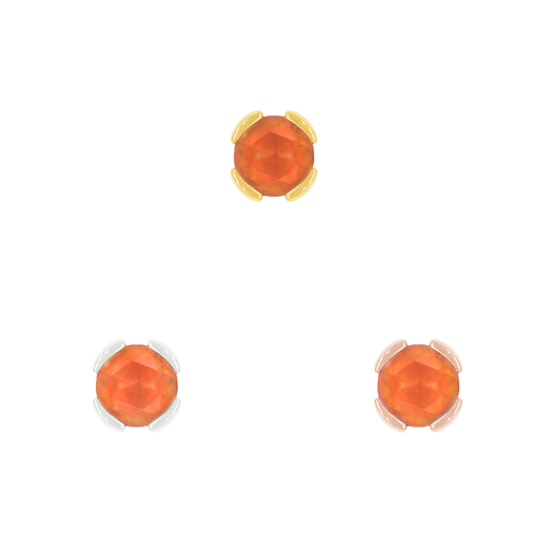 Peekaboo Threadless End with Sandblasted Orange Garnet Threadless Ends Buddha Jewelry