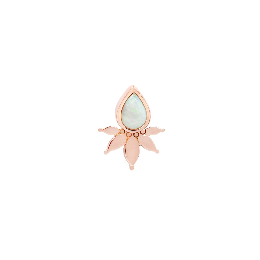 Lavish Threadless End with Opal Threadless Ends Buddha Jewelry 14k Rose Gold