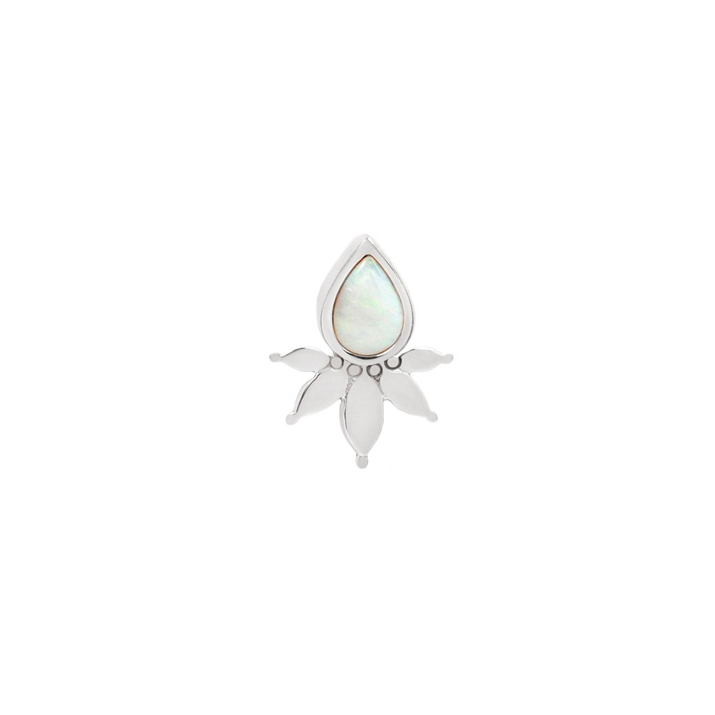 Lavish Threadless End with Opal Threadless Ends Buddha Jewelry 14k White Gold