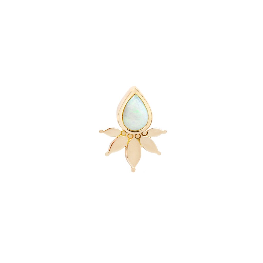 Lavish Threadless End with Opal Threadless Ends Buddha Jewelry 14k Yellow Gold