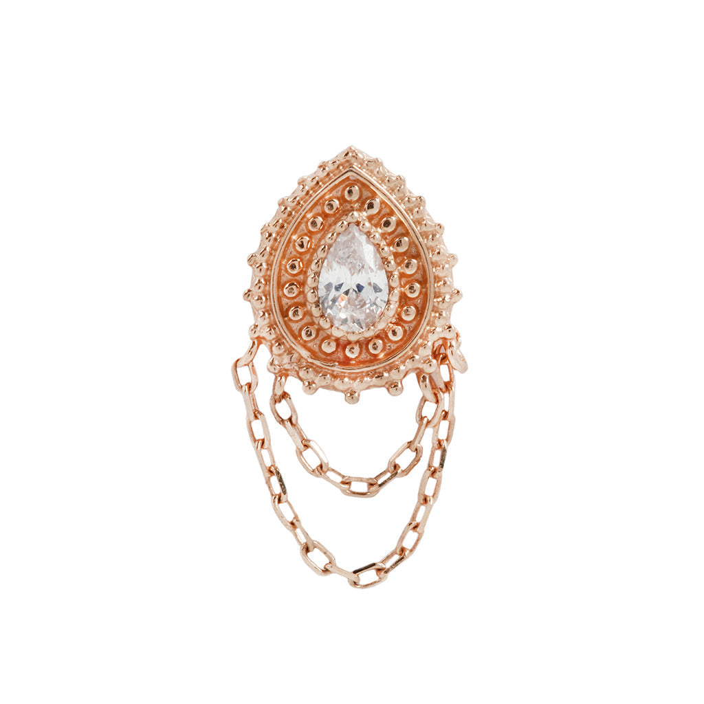 Deity Threadless End with CZ Threadless Ends Buddha Jewelry 14k Rose Gold