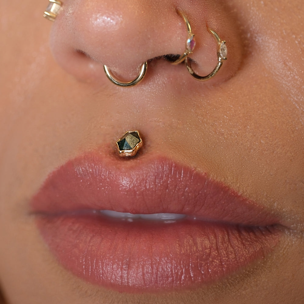 Solid 14k Gold Body Piercing Jewelry for Ear, Nose + Lip Piercings Buddha Jewelry