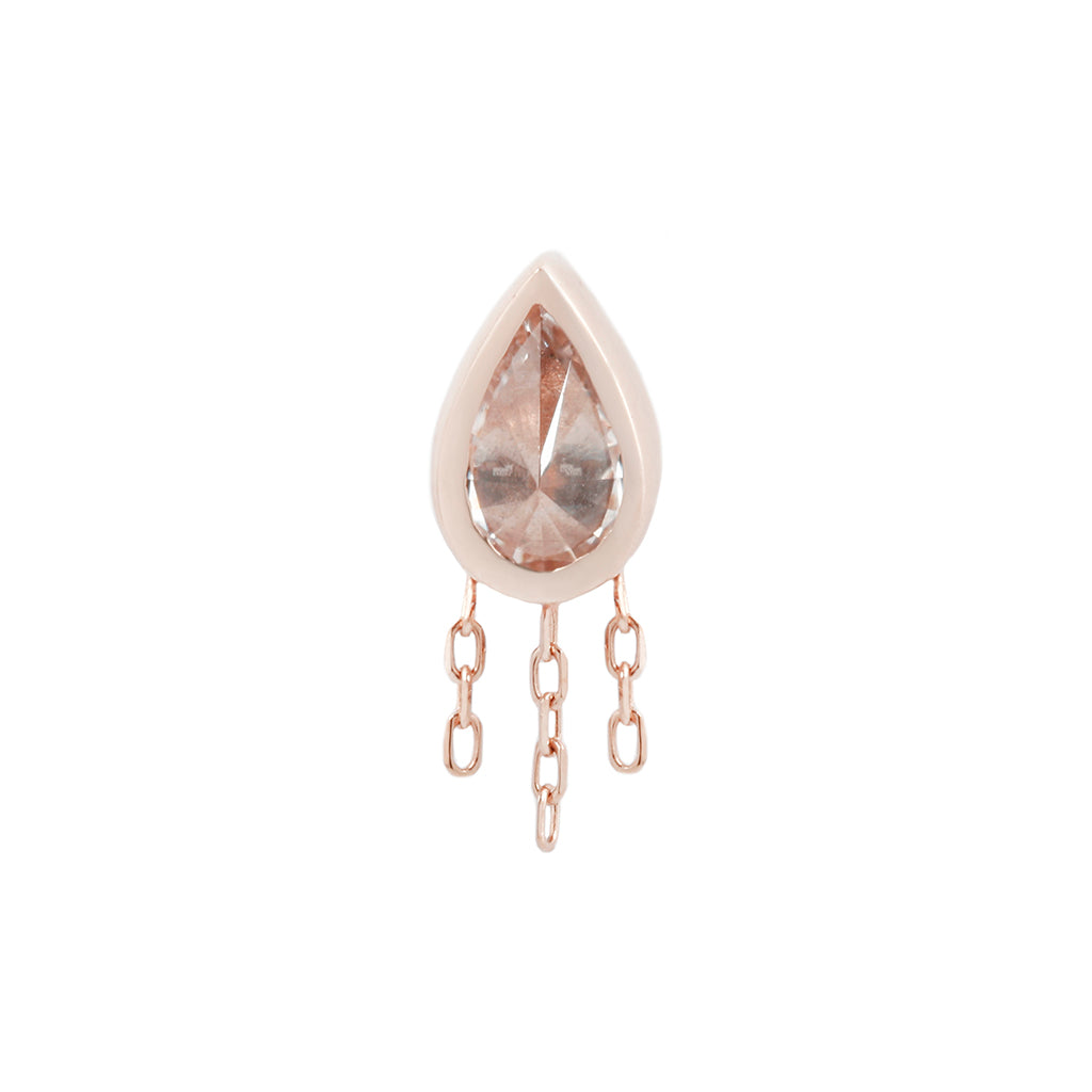 Let's Dance Threadless End with Reverse Set CZ Threadless Ends Buddha Jewelry 14k Rose Gold