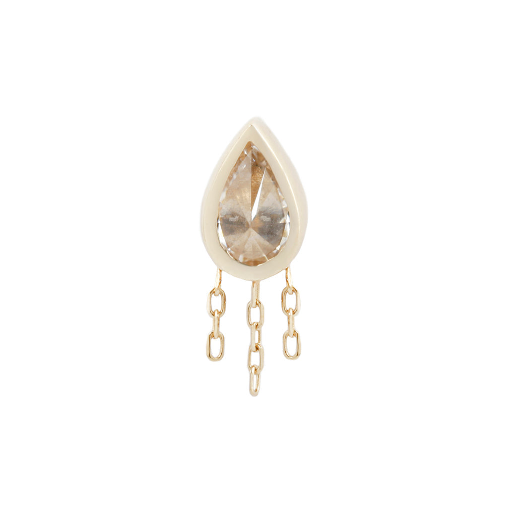 Let's Dance Threadless End with Reverse Set CZ Threadless Ends Buddha Jewelry 14k Yellow Gold