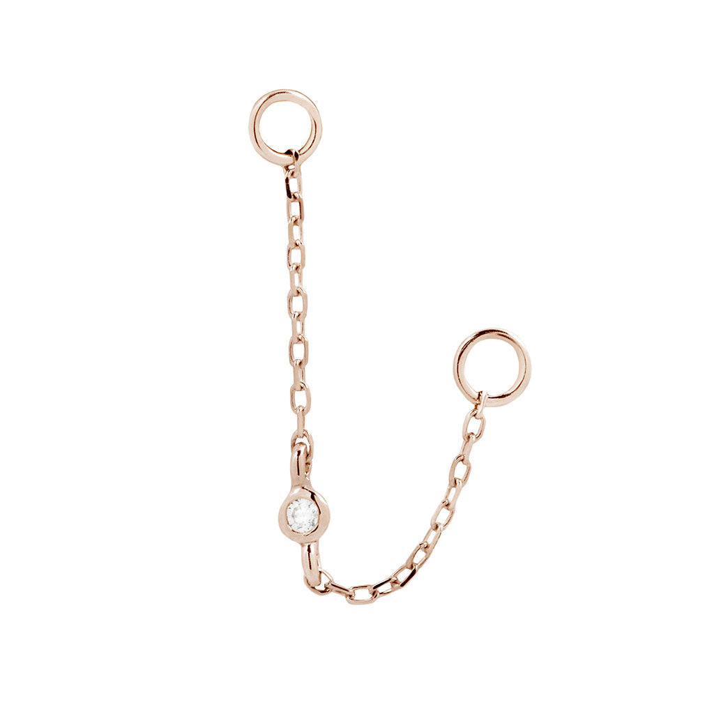 Bezel Bead Chain with CZ Chains Buddha Jewelry 14k Rose Gold