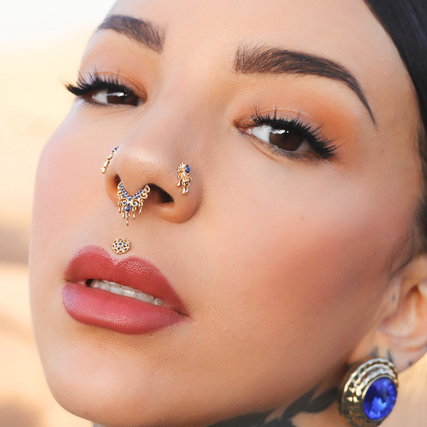 APP-Damask Threadless End with Blue Sapphire (Lab Grown) Threadless Ends Buddha Jewelry