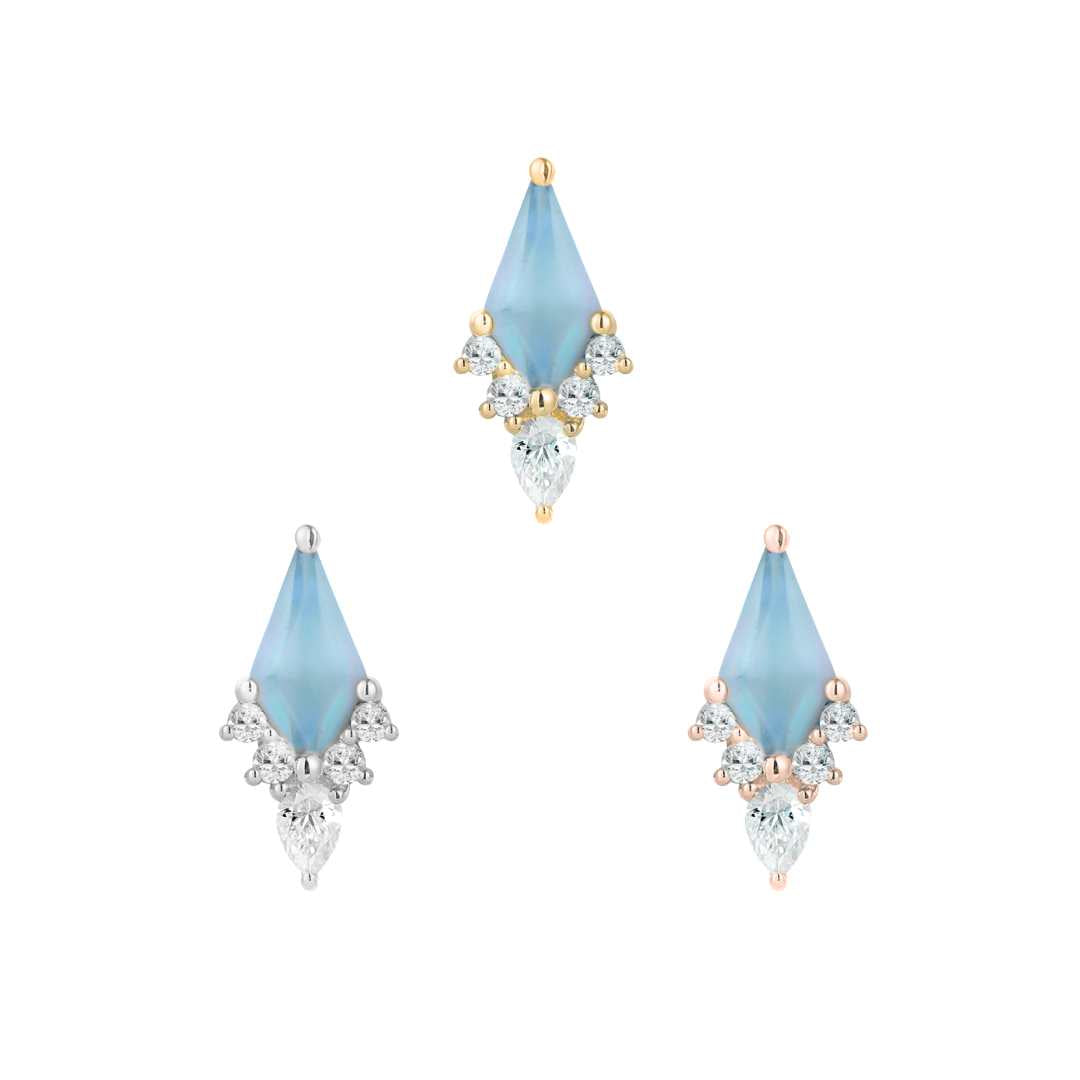 Afterglow Threadless End with Sandblasted Swiss Blue Topaz Threadless Ends Buddha Jewelry