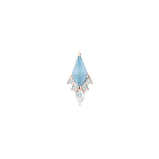 Afterglow - Sandblasted Swiss Blue Topaz - Threadless End Threadless Ends Buddha Jewelry Rose Gold