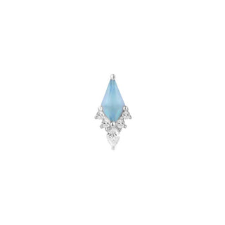 Afterglow - Sandblasted Swiss Blue Topaz - Threadless End Threadless Ends Buddha Jewelry White Gold