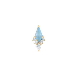 Afterglow - Sandblasted Swiss Blue Topaz - Threadless End Threadless Ends Buddha Jewelry Yellow Gold