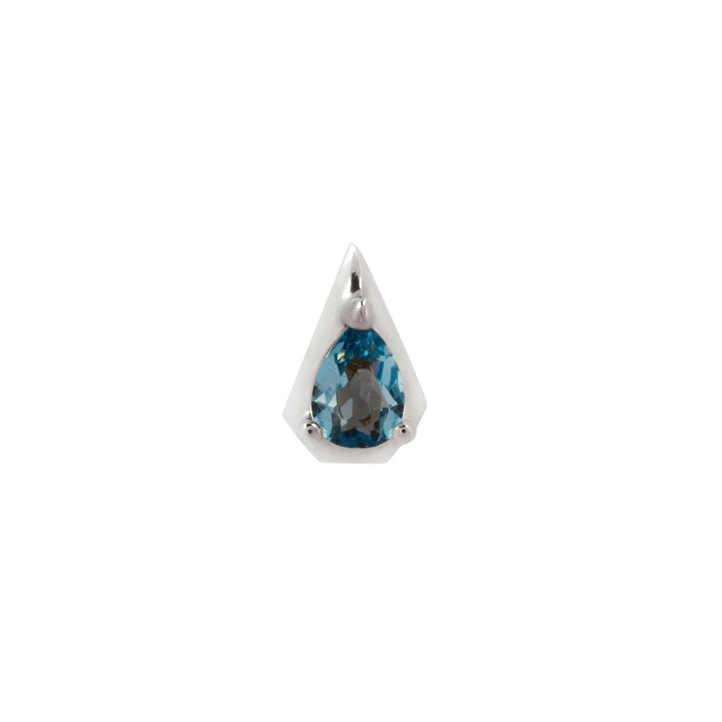 Alaia Threadless End with London Blue Topaz Threadless Ends Buddha Jewelry 14k White Gold