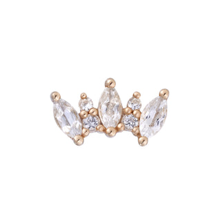 Alice - White Sapphire - Threadless End Threadless Ends Buddha Jewelry Yellow Gold  