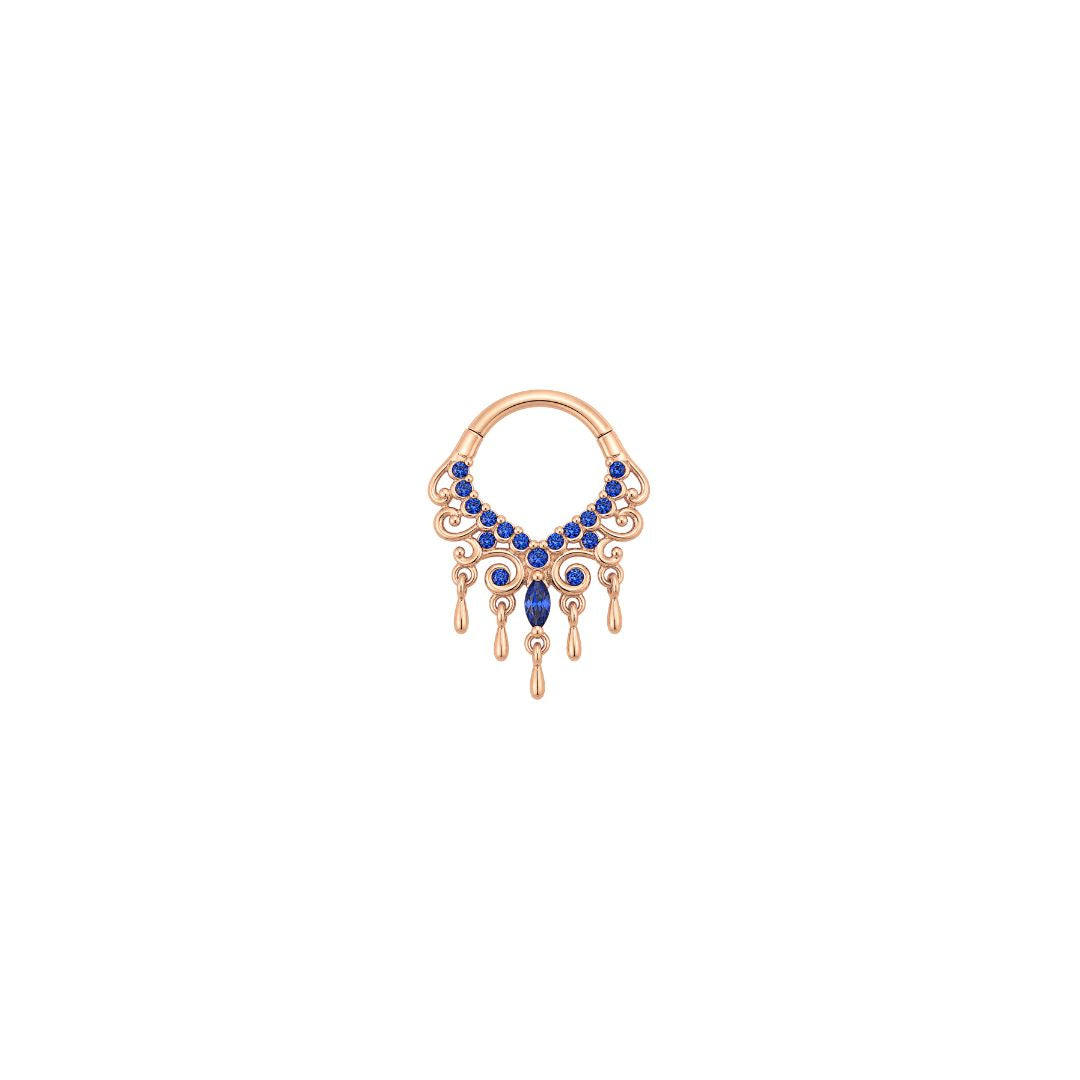 APP-Anais Clicker with Blue Sapphire (Lab Grown) Clickers Buddha Jewelry 14k Rose Gold 16g 5/16" (8mm)