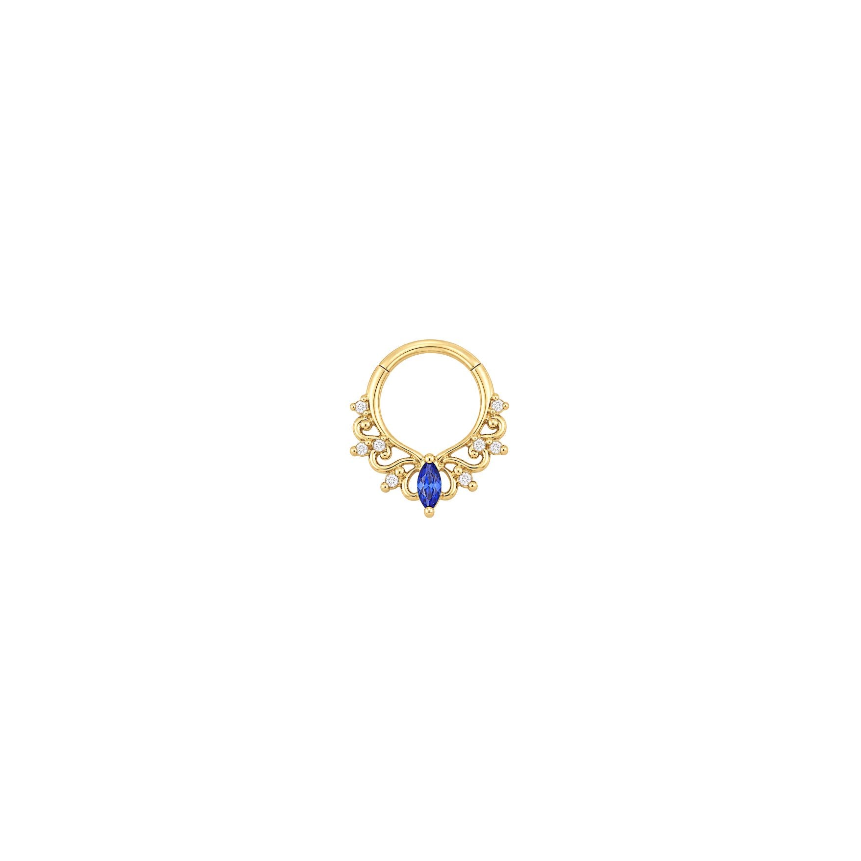 Anoora Clicker with Blue Sapphire (Lab Grown) Clickers Buddha Jewelry 14k Yellow Gold 16g 5/16" (8mm)