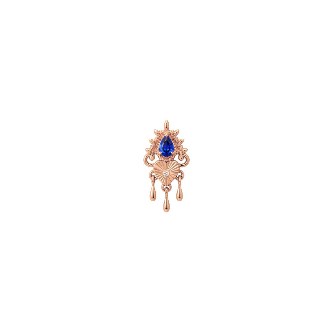 APP-Avec Moi Threadless End with Blue Sapphire (Lab Grown) Threadless Ends Buddha Jewelry 14k Rose Gold