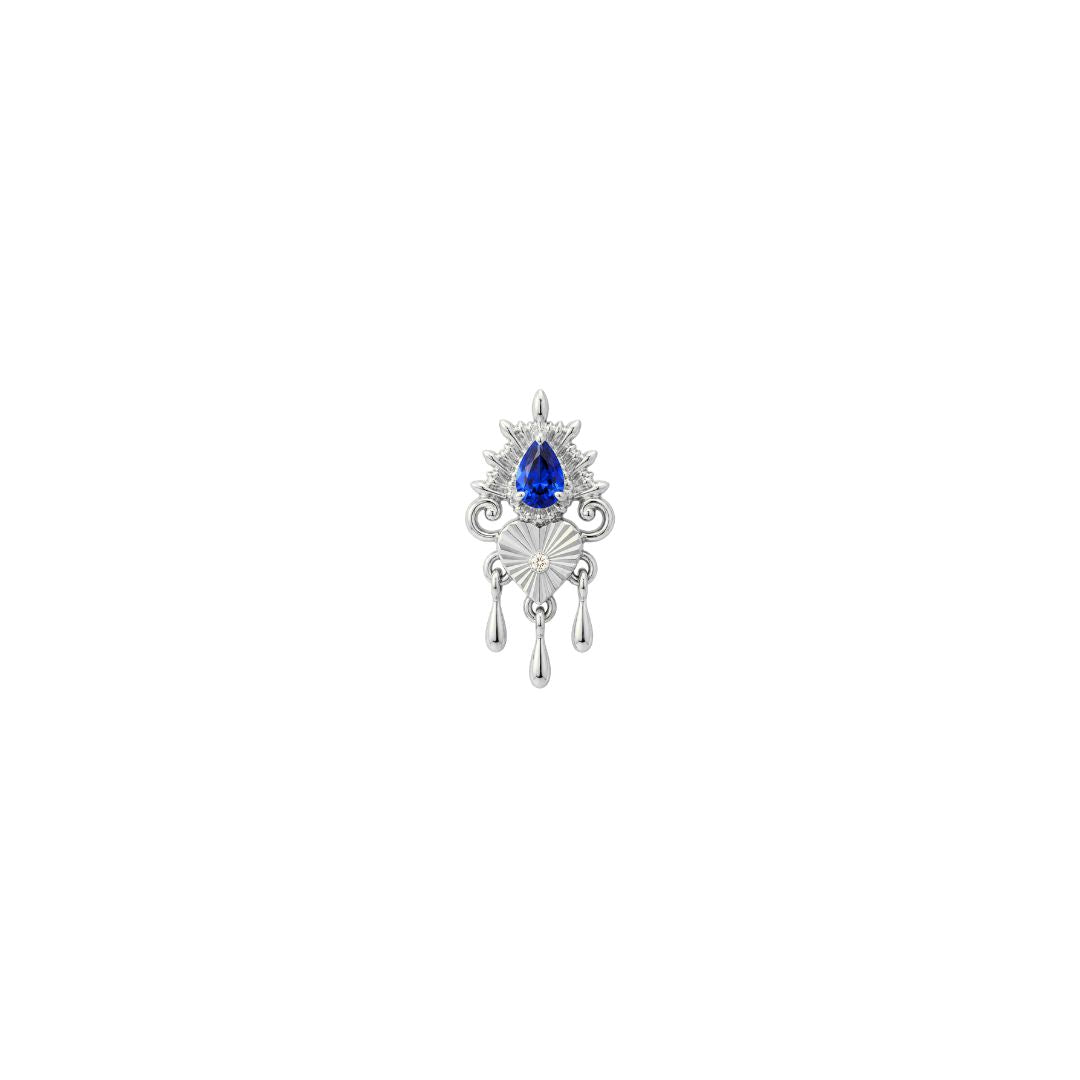 APP-Avec Moi Threadless End with Blue Sapphire (Lab Grown) Threadless Ends Buddha Jewelry 14k White Gold