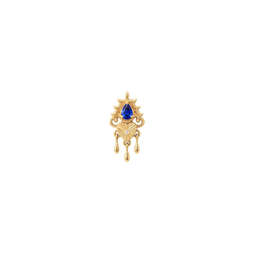 APP-Avec Moi Threadless End with Blue Sapphire (Lab Grown) Threadless Ends Buddha Jewelry 14k Yellow Gold