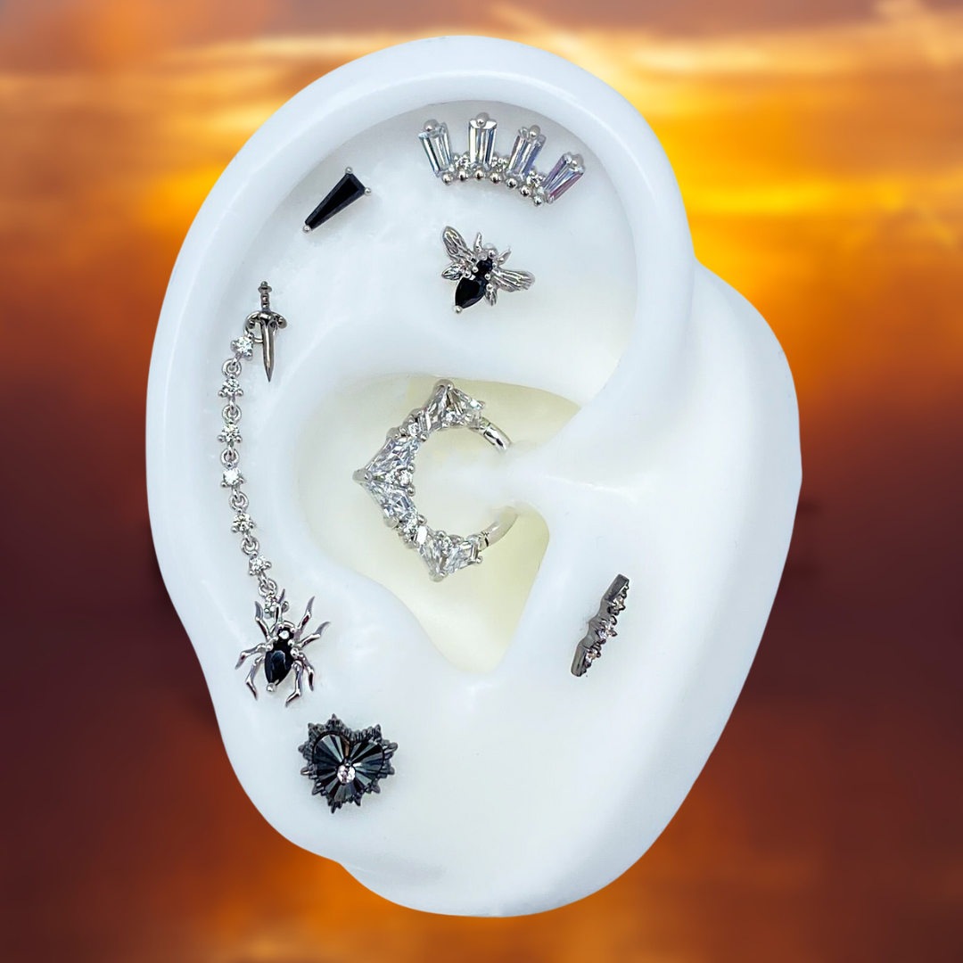 Bee Chic Threadless End with Black Spinel Threadless Ends Buddha Jewelry