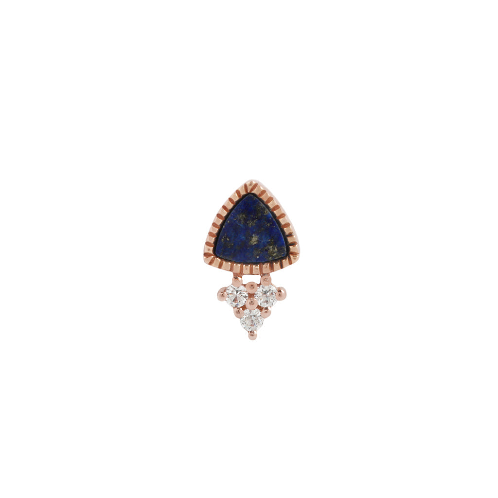 Backstage Pass Threadless End with Lapis Threadless Ends Buddha Jewelry 14k Rose Gold