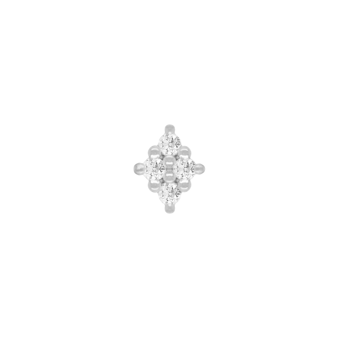 Belle Threadless End with Diamond Threadless Ends Buddha Jewelry 14k White Gold
