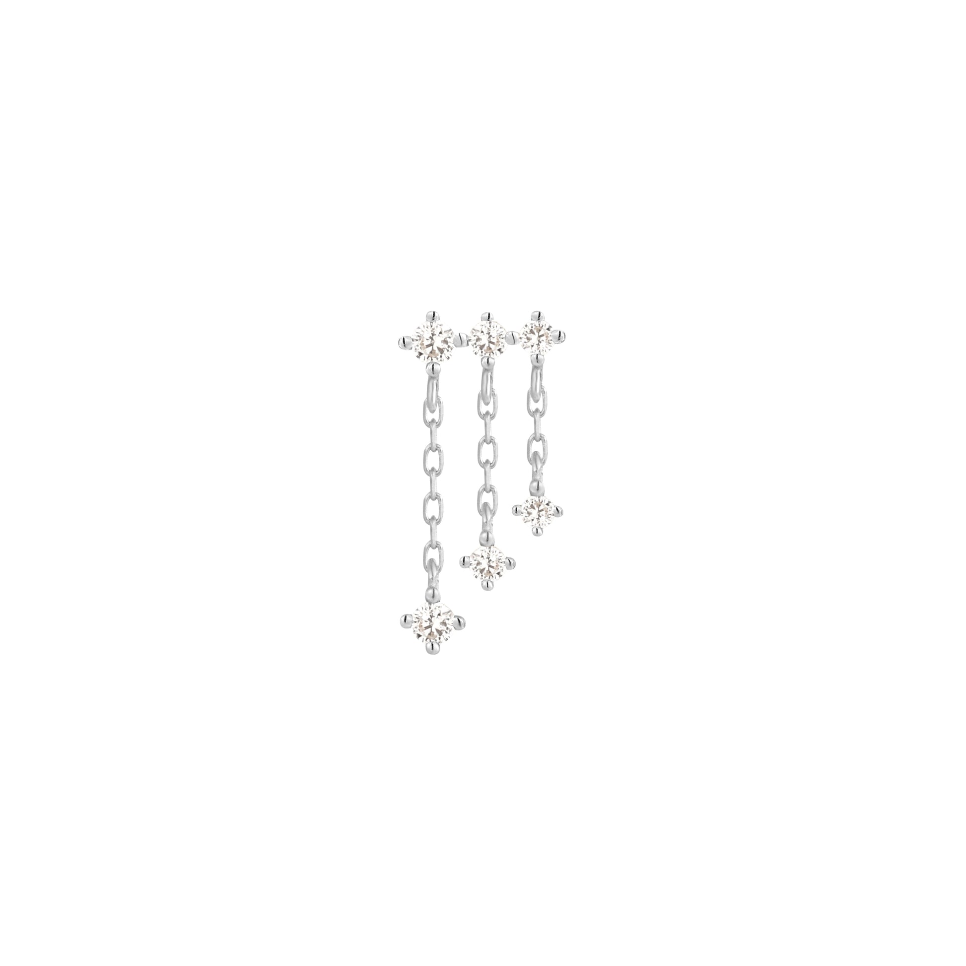 Cascade Threadless End with CZ Threadless Ends Buddha Jewelry 14k White Gold