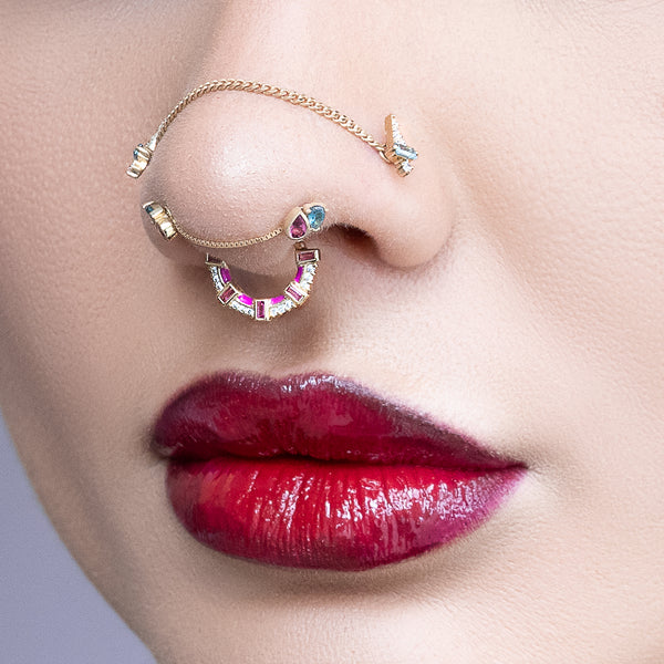 Era Threadless End with Pink Tourmaline + London Blue Topaz Threadless Ends Buddha Jewelry