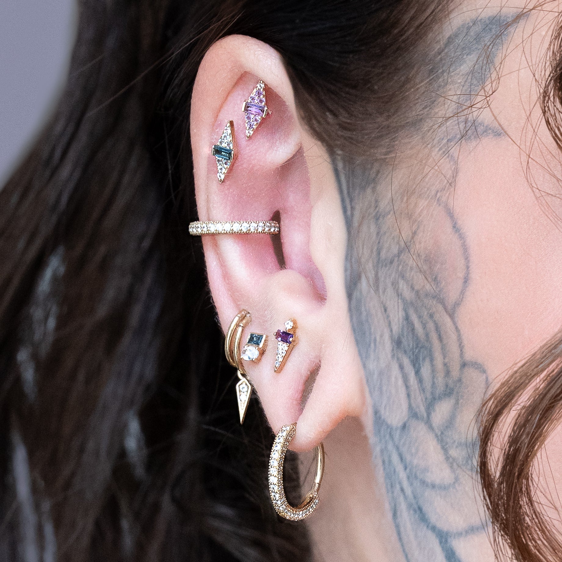 Electric Feel Threadless End with Blue Topaz Ombre Threadless Ends Buddha Jewelry