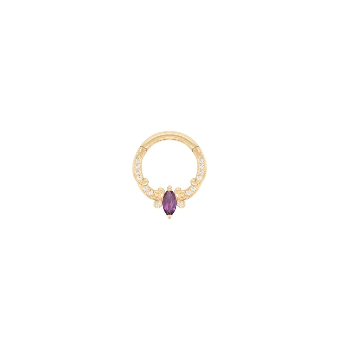 Coterie Clicker with Amethyst Clickers Buddha Jewelry 14k Yellow Gold