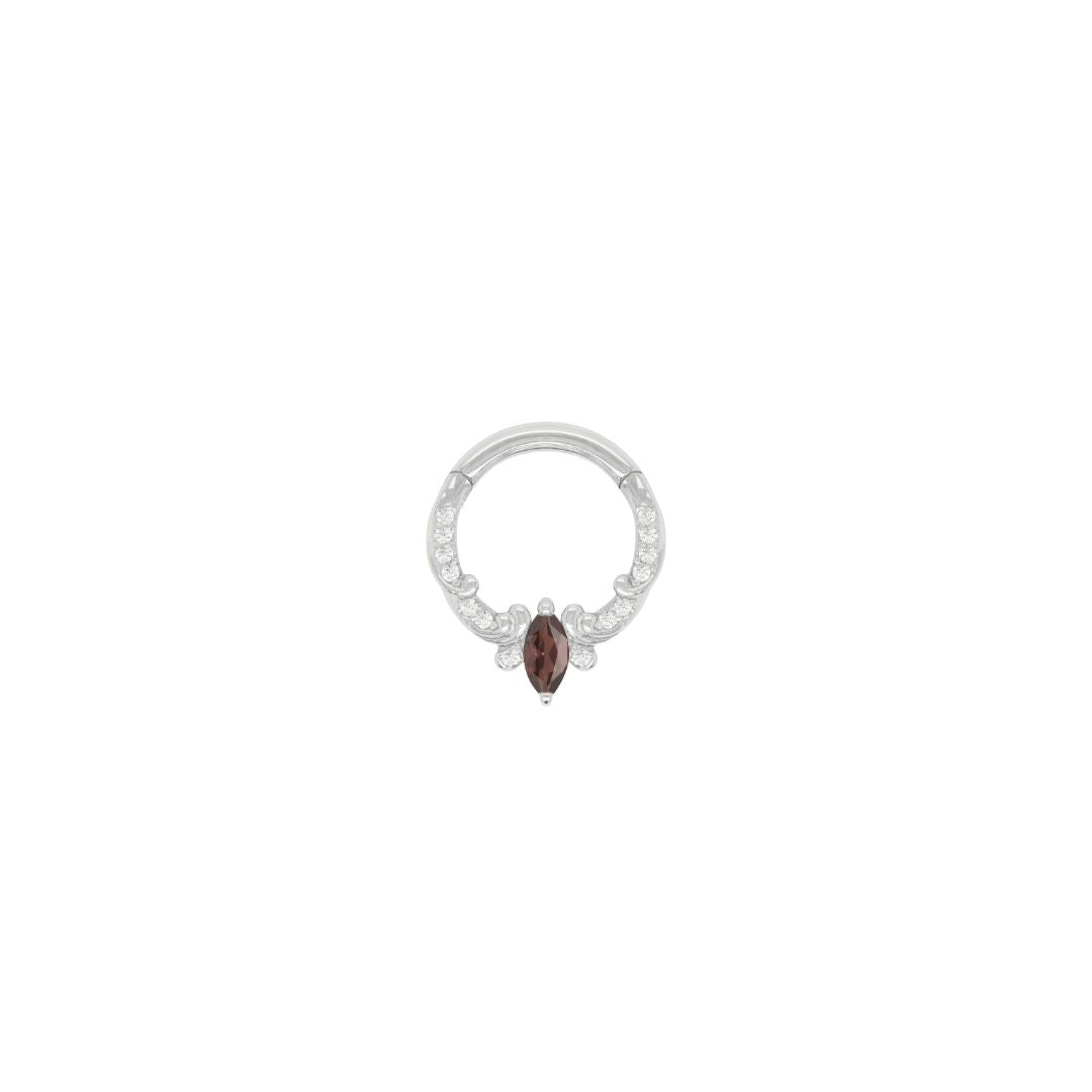 Coterie Clicker with Garnet Clickers Buddha Jewelry 14k White Gold