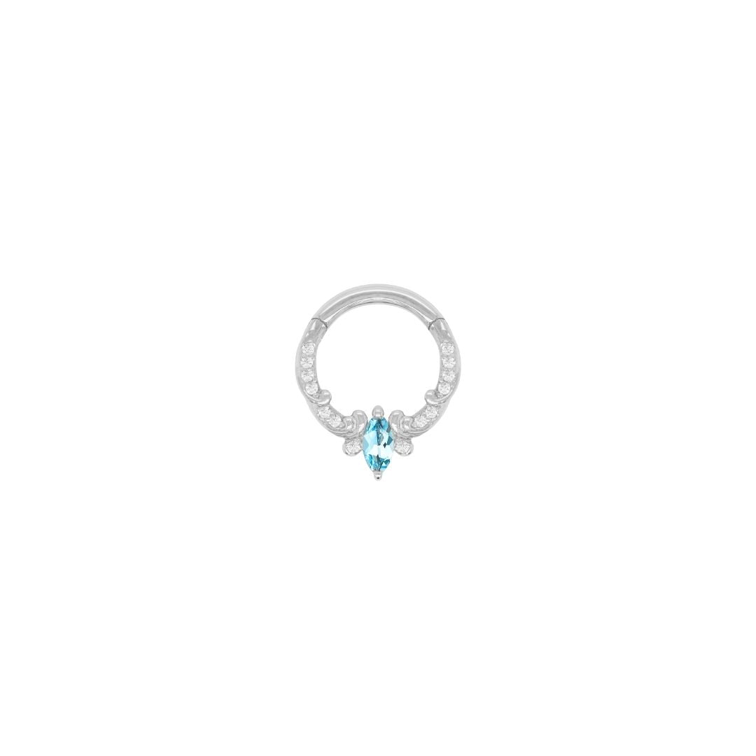 Coterie Clicker with London Blue Topaz Clickers Buddha Jewelry 14k White Gold