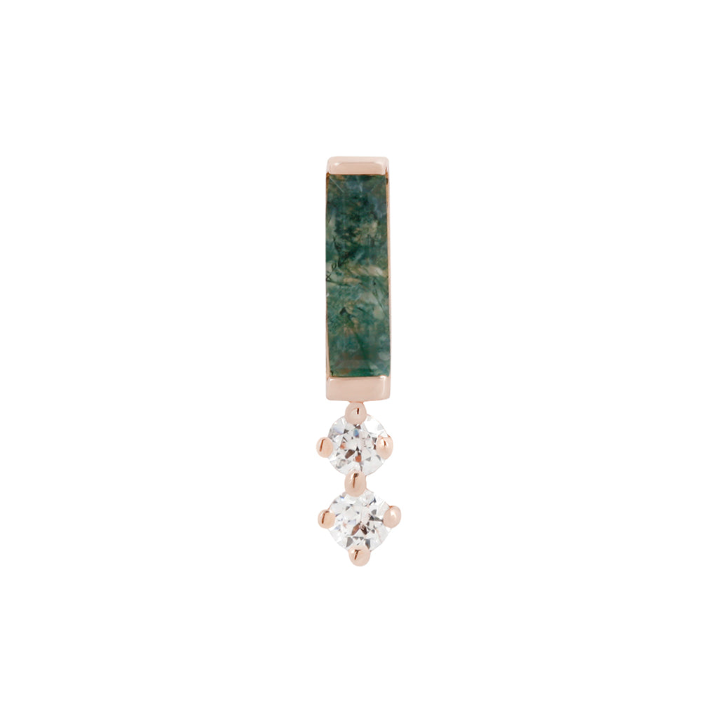 Crave Threadless End with Moss Agate Threadless Ends Buddha Jewelry 14k Rose Gold