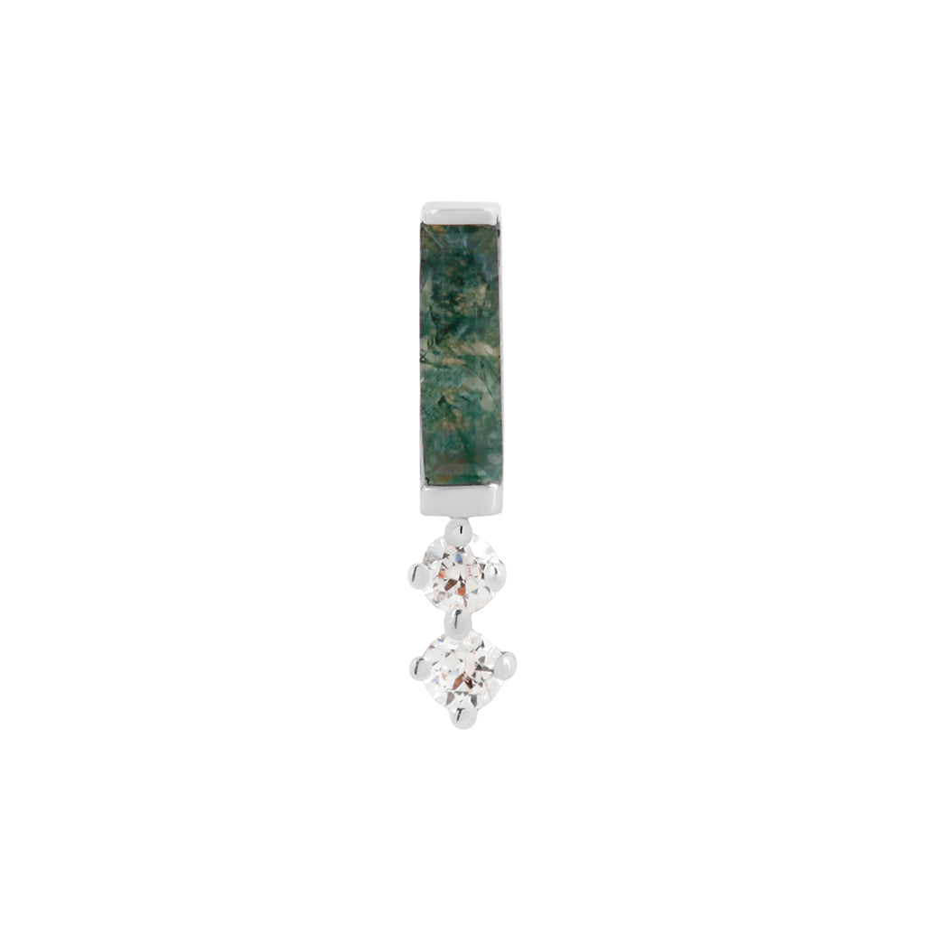 Crave Threadless End with Moss Agate Threadless Ends Buddha Jewelry 14k White Gold