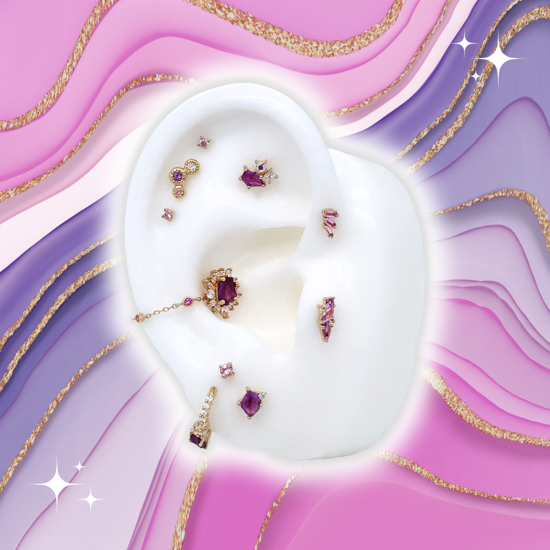 Dig It Threadless End with Amethyst + Pink Sapphire + White Topaz Threadless Ends Buddha Jewelry