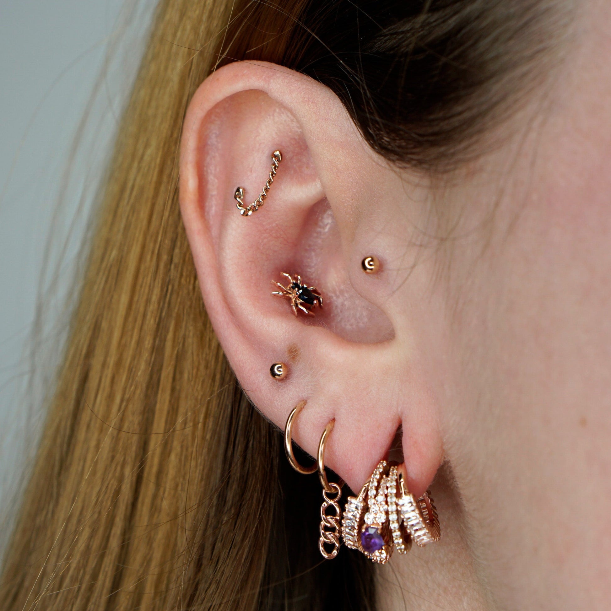 Arachne Threadless End with Black Spinel Threadless Ends Buddha Jewelry