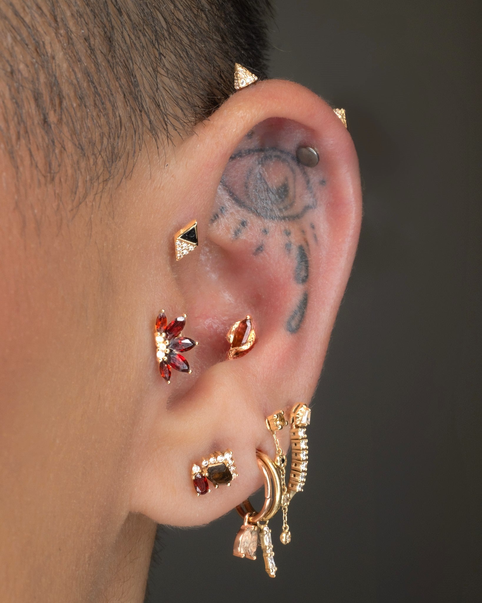 Valentina Threadless End with Garnet Threadless Ends Buddha Jewelry