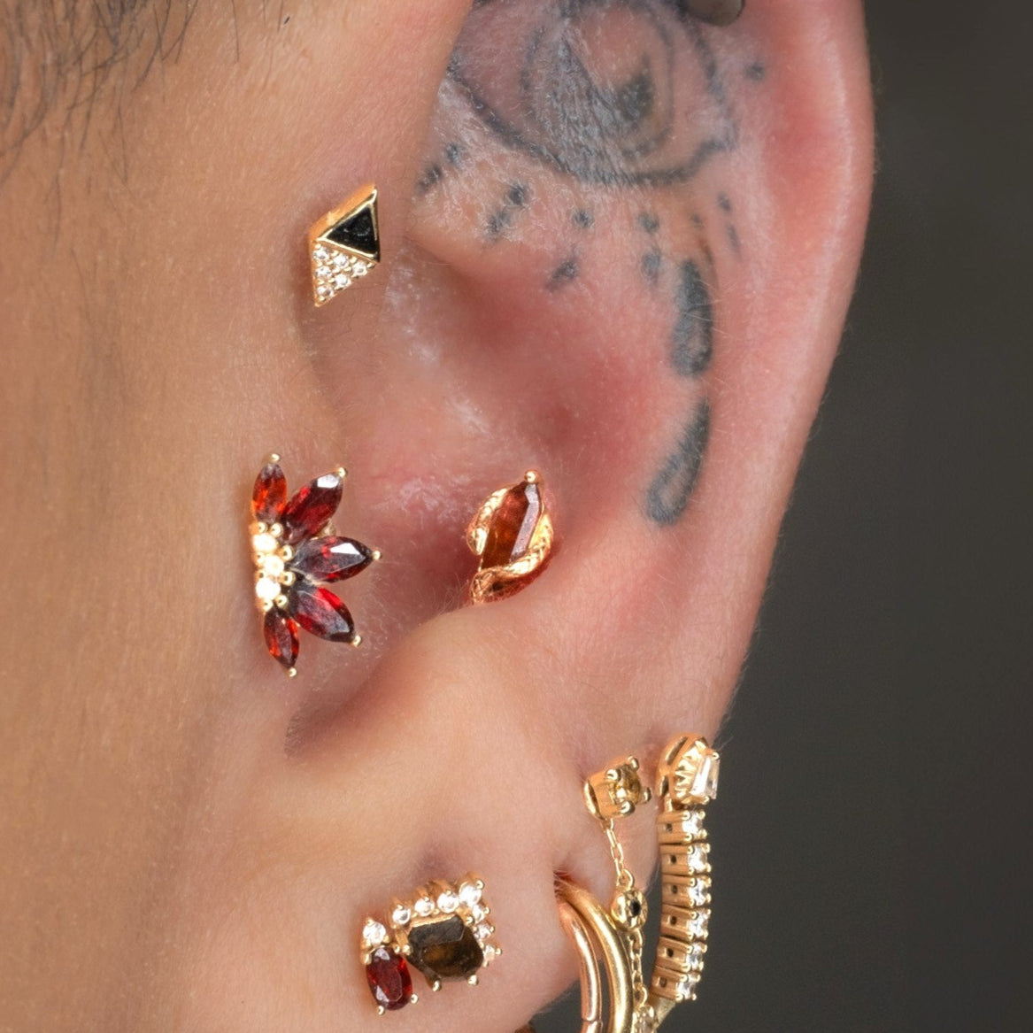 Eve Was Framed Threadless End with Garnet Threadless Ends Buddha Jewelry