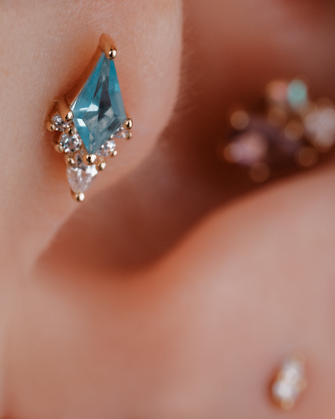 Afterglow Threadless End with Swiss Blue Topaz Threadless Ends Buddha Jewelry