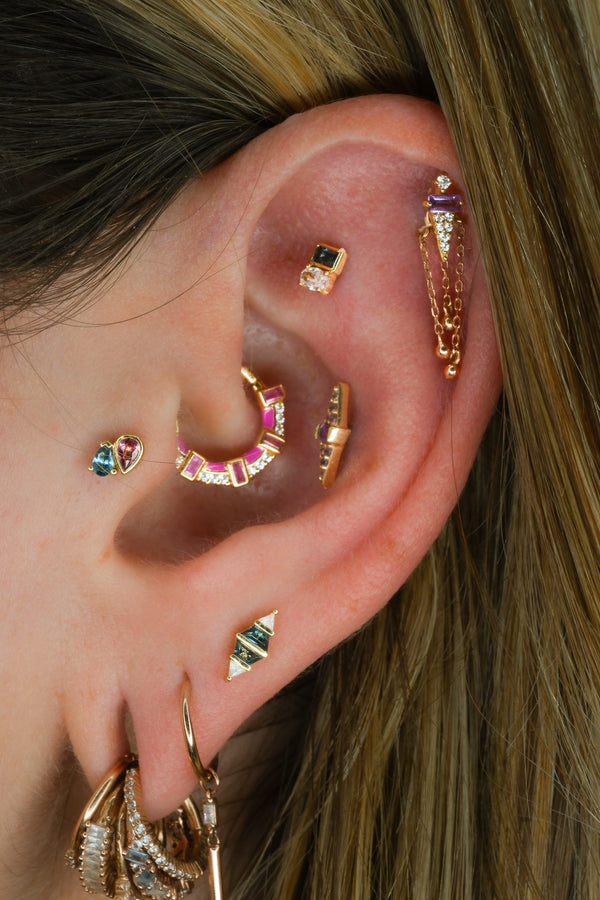 Lola Clicker with Pink Sapphire + Enamel