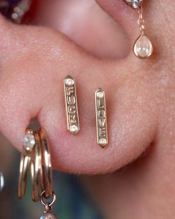 "LOVE" Threadless End with Diamond Threadless Ends Buddha Jewelry