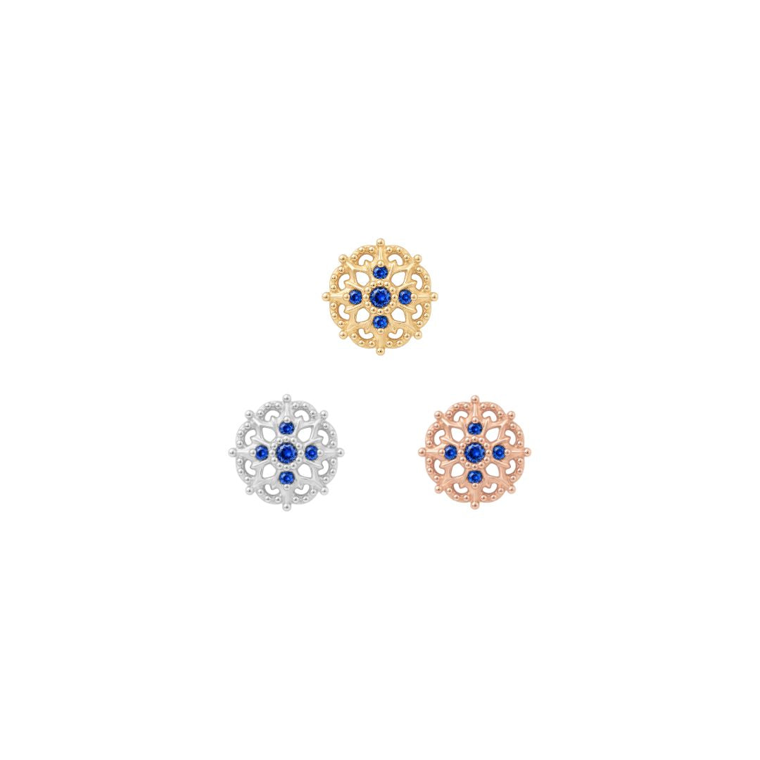 APP-Damask Threadless End with Blue Sapphire (Lab Grown) Threadless Ends Buddha Jewelry