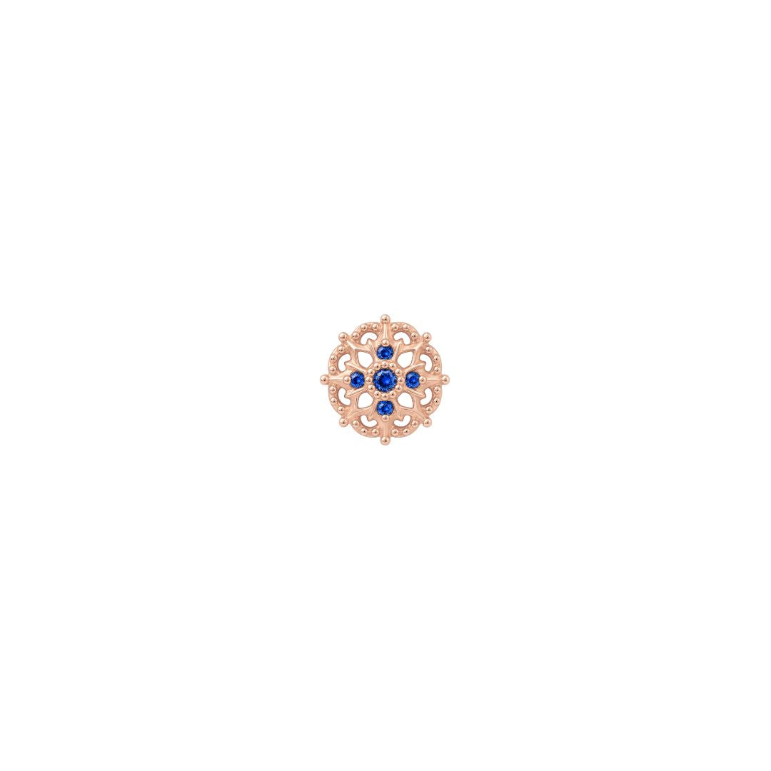 APP-Damask Threadless End with Blue Sapphire (Lab Grown) Threadless Ends Buddha Jewelry 14k Rose Gold