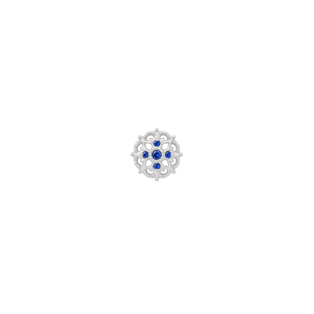 APP-Damask Threadless End with Blue Sapphire (Lab Grown) Threadless Ends Buddha Jewelry 14k White Gold