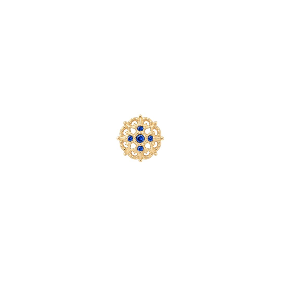 APP-Damask Threadless End with Blue Sapphire (Lab Grown) Threadless Ends Buddha Jewelry 14k Yellow Gold