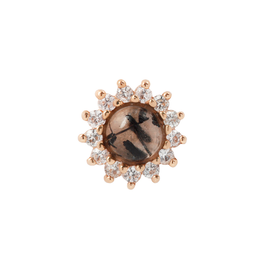 Delphine Threadless End with Tourmalinated Quartz Threadless Ends Buddha Jewelry 14k Rose Gold
