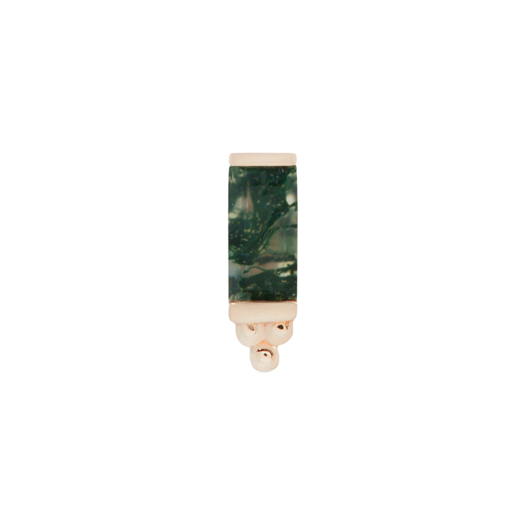 Dior Threadless End with Moss Agate Threadless Ends Buddha Jewelry 14k Rose Gold