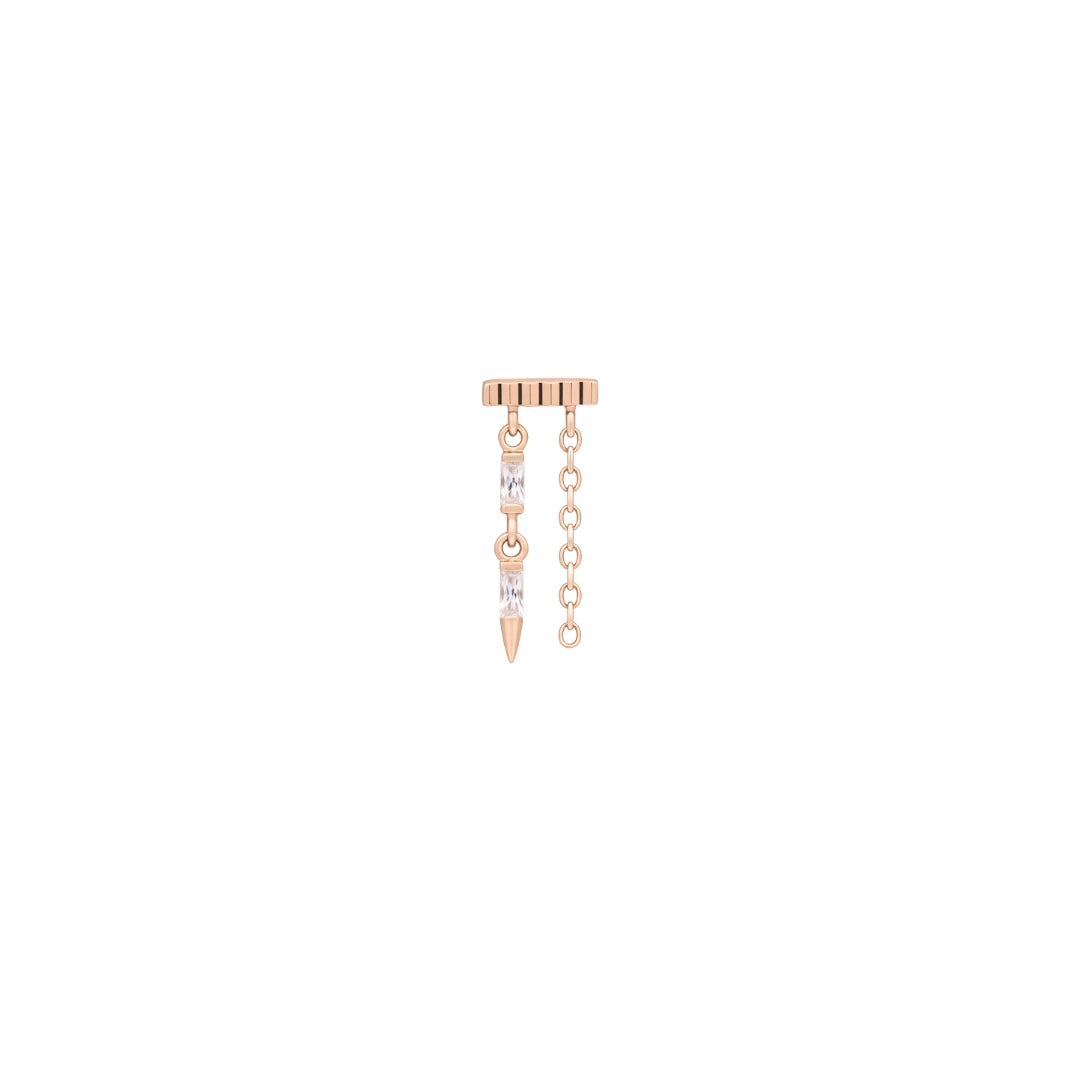 Double Vision Threadless End with CZ Threadless Ends Buddha Jewelry 14k Rose Gold