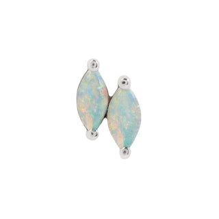 Double Zuri Marquise Opal Threadless Ends Buddha Jewelry White Gold Left 