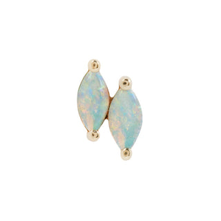 Double Zuri Marquise Opal Threadless Ends Buddha Jewelry Yellow Gold Left 