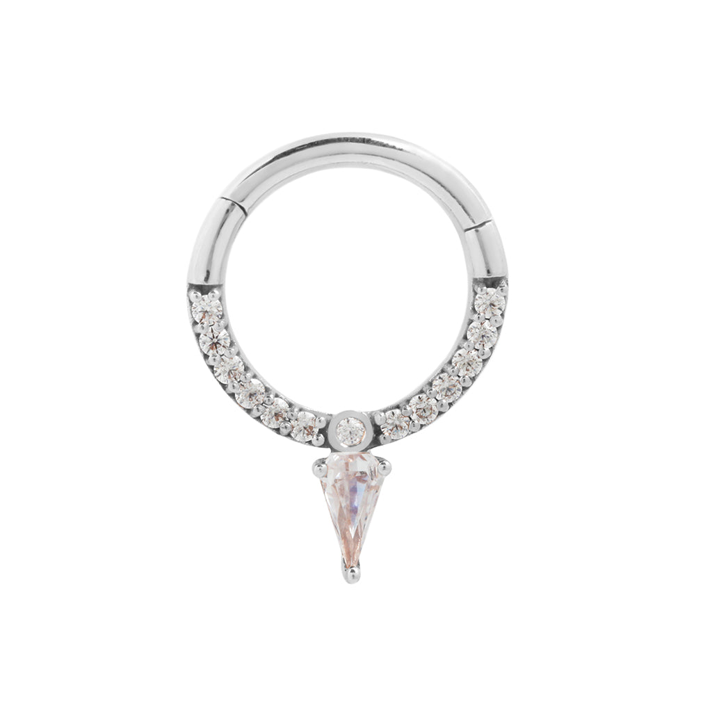 Down Like That Clicker with CZ Clickers Buddha Jewelry 14k White Gold 16g 5/16" (8mm)