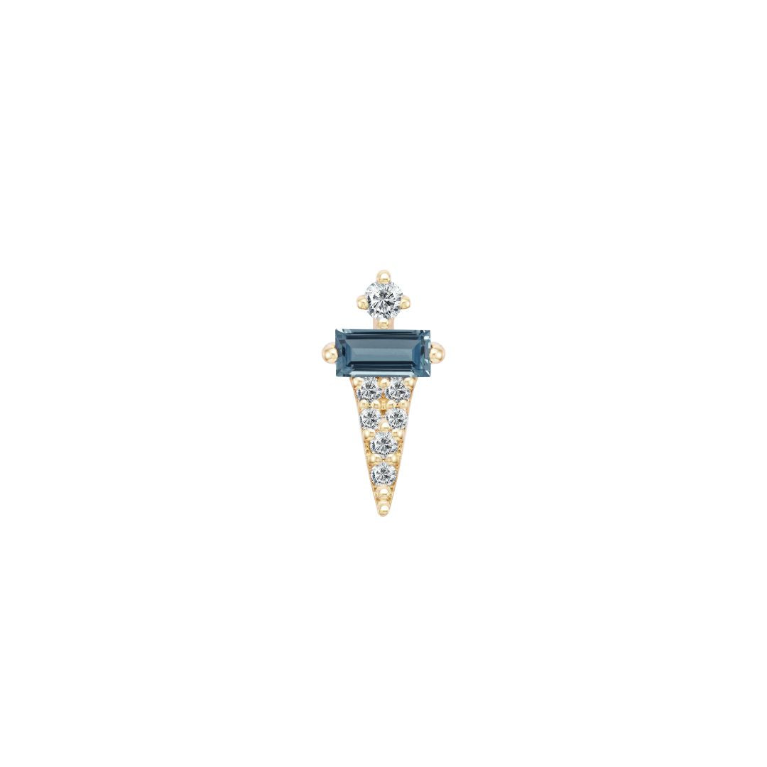 Dystrikt Threadless End with London Blue Topaz Threadless Ends Buddha Jewelry 14k Yellow Gold